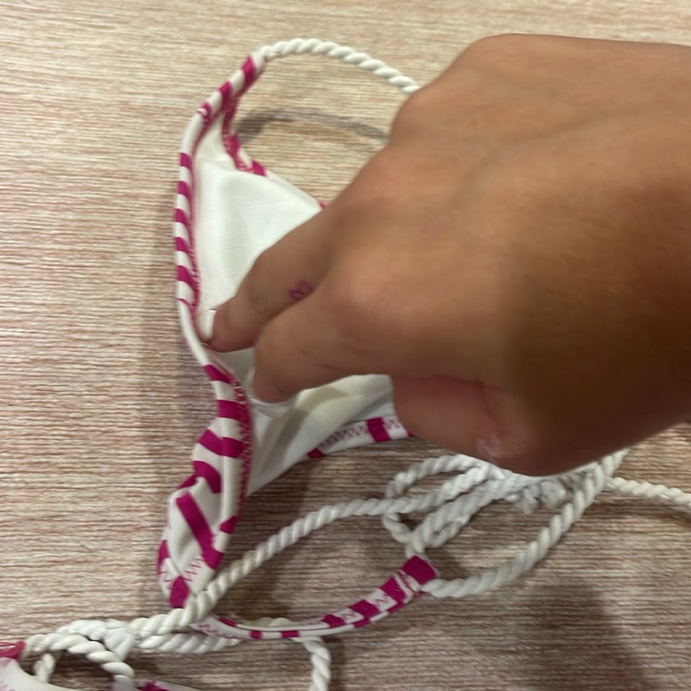 RAISINS PINK AND WHITE STRIPED ROPE STRING BIKINI - Picture 3 of 6